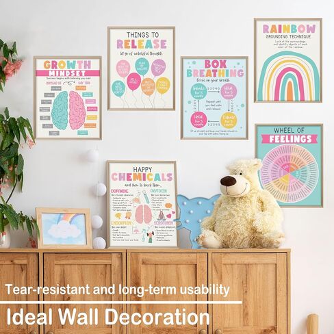 HandEasy Mental Health Posters, Counseling Office Must Haves, Set of 6 Therapy Office Decor with Envelope Sleeve, 8 x 10 Inch Boho Motivational Unframed Decors for School-HB01 in Saudi Arabia