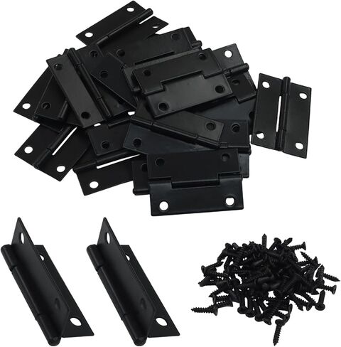Hordion 24 Pack Folding Butt Butting ، 1-1/2 "بوابة خزانة خزانة الباب مفصلات الأثاث الأسود مع مسامير التثبيت لمشاريع المنزل in Kuwait