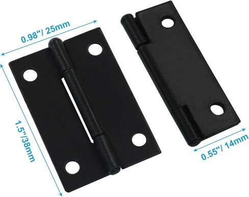 Hordion 24 Pack Folding Butt Butting ، 1-1/2 "بوابة خزانة خزانة الباب مفصلات الأثاث الأسود مع مسامير التثبيت لمشاريع المنزل in Kuwait