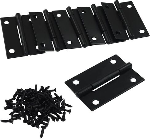 Hordion 24 Pack Folding Butt Butting ، 1-1/2 "بوابة خزانة خزانة الباب مفصلات الأثاث الأسود مع مسامير التثبيت لمشاريع المنزل in Kuwait