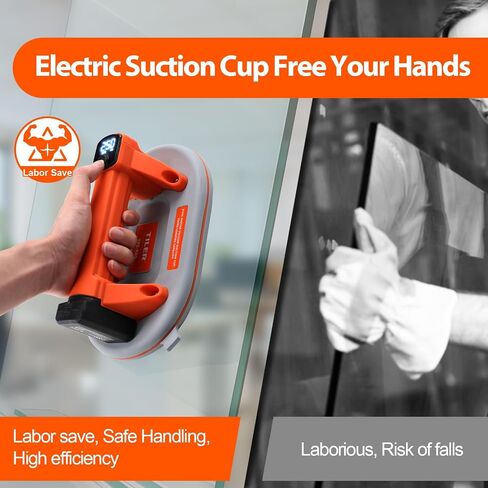 Heavy Duty Suction Cups, Vacuum Suction Cup for Lifting Large Glass,550 LBS Max Load Electric Vacuum Suction Cup with Non-slip Handle, Heavy Duty Lifter for Lifting Glass, Tile, Window, Granite, Metal in Saudi Arabia