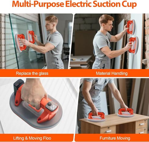 Heavy Duty Suction Cups, Vacuum Suction Cup for Lifting Large Glass,550 LBS Max Load Electric Vacuum Suction Cup with Non-slip Handle, Heavy Duty Lifter for Lifting Glass, Tile, Window, Granite, Metal in Saudi Arabia