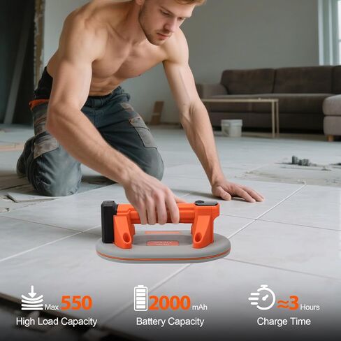 Heavy Duty Suction Cups, Vacuum Suction Cup for Lifting Large Glass,550 LBS Max Load Electric Vacuum Suction Cup with Non-slip Handle, Heavy Duty Lifter for Lifting Glass, Tile, Window, Granite, Metal in Saudi Arabia