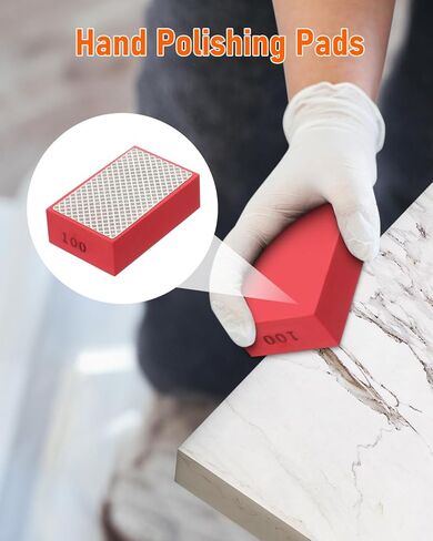 6 Pack Diamond Hand Polishing Pads, Diamond Sanding Pads with Foam Backing 60/100/200/400/600/1000 Grit, Sanding Block for Glass Wood Ceramic Marble Metal Tile Tools. in Kuwait