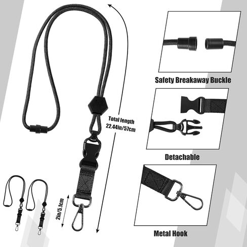 Prudiut 2 Pack Breakaway Lanyards for Id Badges, Safety Break Away Lanyard with Detachable Buckle Heavy Duty Id Badge Lanyard for Keys (Black, Army Green) in Saudi Arabia