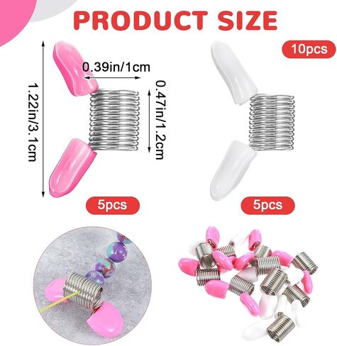 10PCS Spring Clamps Stopper for Jewelry Making, Spring Clamps to Prevent Beads from Falling, Supplies Essential Jewelry Making Tool for DIY Bracelets, Necklaces, Earrings (Red, White) in Saudi Arabia