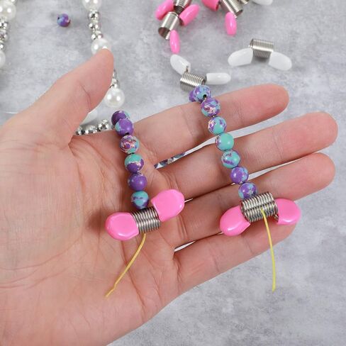 10PCS Spring Clamps Stopper for Jewelry Making, Spring Clamps to Prevent Beads from Falling, Supplies Essential Jewelry Making Tool for DIY Bracelets, Necklaces, Earrings (Red, White) in Saudi Arabia