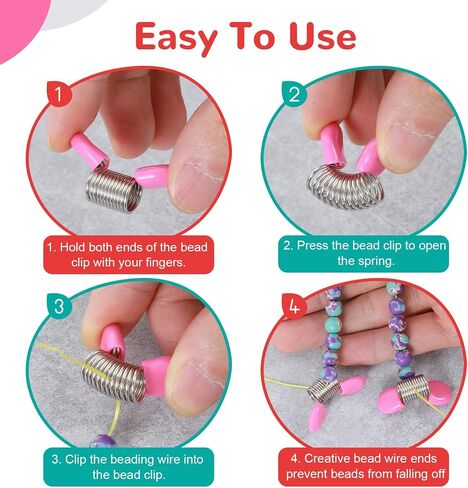 10PCS Spring Clamps Stopper for Jewelry Making, Spring Clamps to Prevent Beads from Falling, Supplies Essential Jewelry Making Tool for DIY Bracelets, Necklaces, Earrings (Red, White) in Saudi Arabia