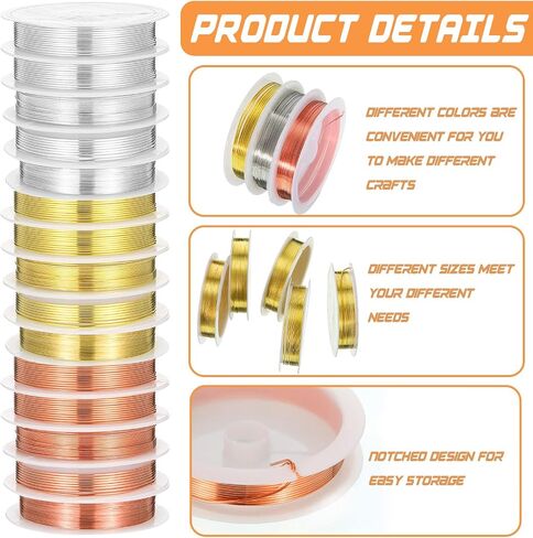 Mixweer 15 Pcs 5 Size Copper Wire 18 20 22 26 32 Gauge Tarnish Resistant Jewelry Wire for Jewelry Making 121 Yard Metal Beading Crafting (Silver) in Saudi Arabia