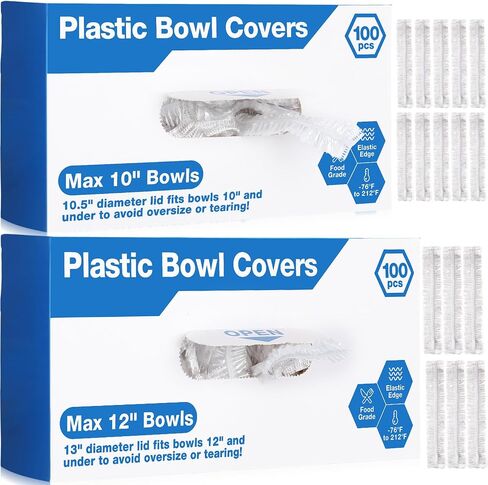 Honeydak 200 Pcs Plastic Bowl Covers for Bread Proofing fit 10" and 12" Shower Caps for Sourdough Bread Baking Supplies Plastic Food Storage Plate Covers Hair Deep Conditioning in Saudi Arabia