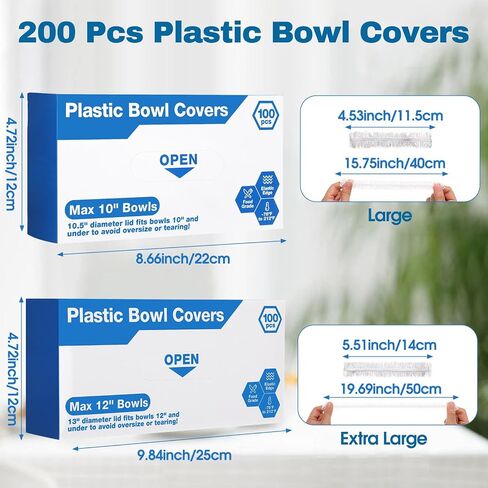 Honeydak 200 Pcs Plastic Bowl Covers for Bread Proofing fit 10" and 12" Shower Caps for Sourdough Bread Baking Supplies Plastic Food Storage Plate Covers Hair Deep Conditioning in Saudi Arabia