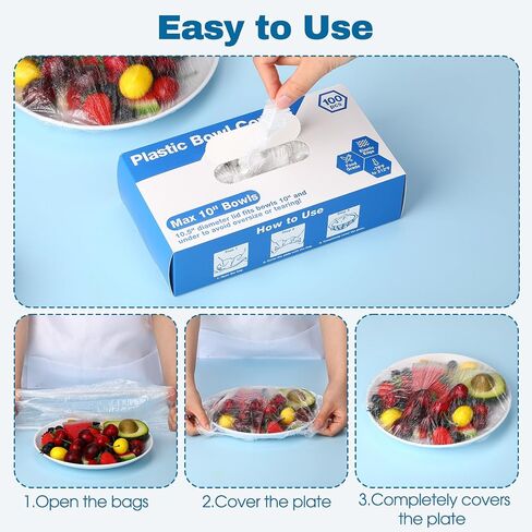 Honeydak 200 Pcs Plastic Bowl Covers for Bread Proofing fit 10" and 12" Shower Caps for Sourdough Bread Baking Supplies Plastic Food Storage Plate Covers Hair Deep Conditioning in Saudi Arabia