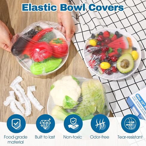 Honeydak 200 Pcs Plastic Bowl Covers for Bread Proofing fit 10" and 12" Shower Caps for Sourdough Bread Baking Supplies Plastic Food Storage Plate Covers Hair Deep Conditioning in Saudi Arabia