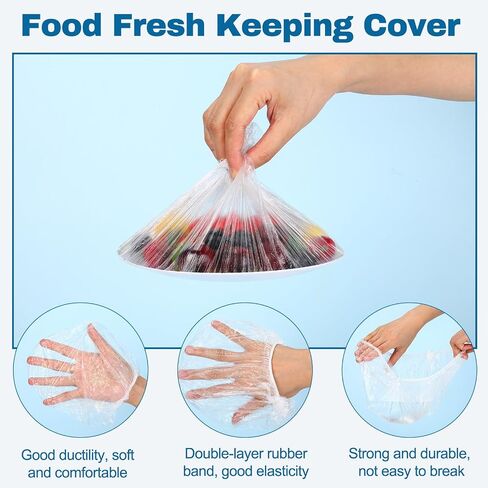 Honeydak 200 Pcs Plastic Bowl Covers for Bread Proofing fit 10" and 12" Shower Caps for Sourdough Bread Baking Supplies Plastic Food Storage Plate Covers Hair Deep Conditioning in Saudi Arabia