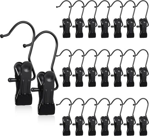 Hotop Boot Hanger Clips for Closet, Laundry Hanging Hooks Heavy Duty Clips Boot Holder Portable Single Hooks Space Saving for Pants Jeans Clothes Hats Tall Towels(Black,20 Pieces) in Saudi Arabia