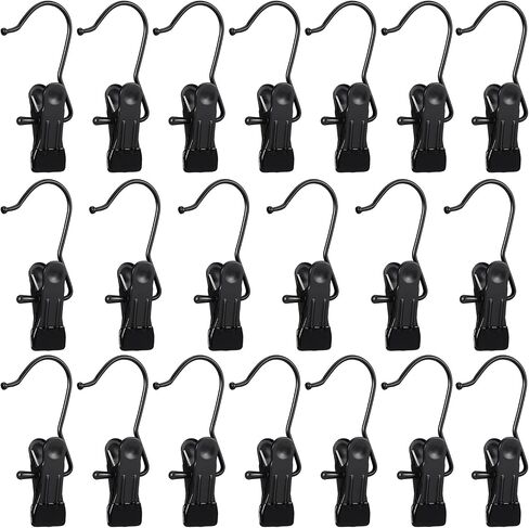 Hotop Boot Hanger Clips for Closet, Laundry Hanging Hooks Heavy Duty Clips Boot Holder Portable Single Hooks Space Saving for Pants Jeans Clothes Hats Tall Towels(Black,20 Pieces) in Saudi Arabia