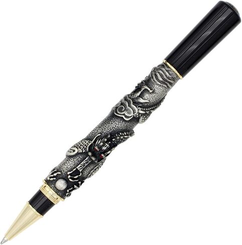 Gullor Antique Rollerball Pen, 3D Lifelike Chinese Dragon Carved, Metal Pen with Gift Box, Antique Copper in Saudi Arabia