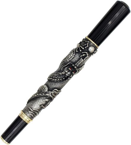 Gullor Antique Rollerball Pen, 3D Lifelike Chinese Dragon Carved, Metal Pen with Gift Box, Antique Copper in Saudi Arabia