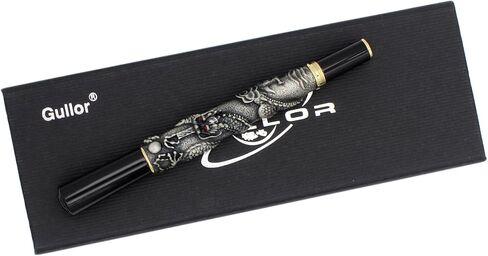 Gullor Antique Rollerball Pen, 3D Lifelike Chinese Dragon Carved, Metal Pen with Gift Box, Antique Copper in Saudi Arabia