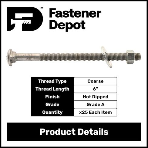 1/2 "-13 × 9 (25 حزمة) مجموعة الترباس المجلفنة من الدرجة 307A ، تشمل 1/2" غسالات مسطحة (25 قطعة) و 1/2 "-13 من المكسرات السداسية (25 جهازًا) ، غمس الساخنة للاستخدام الخارجي من قبل مستودع السحب ، LLC in Kuwait