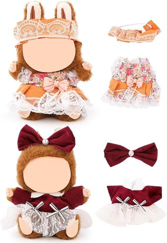 (2 Set) Doll Clothes for Labubu(for 17/15cm Standing/Sitting Doll)(NO Doll) - Accessories Clothes Dress up for Dolls Outfit Included Figures Clothing and Hat for Girl Woman (LB14+LB15) in Kuwait