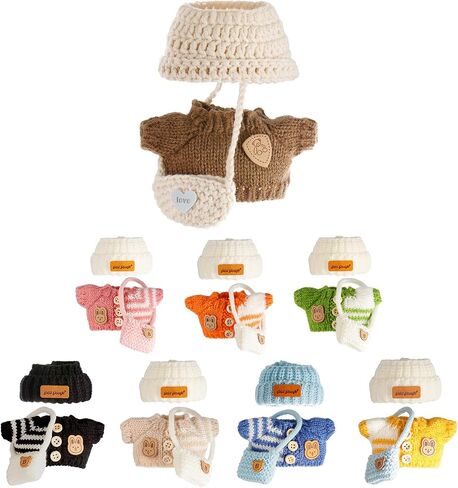 Clothes for 17cm Dolls, Clothes Set for 17cm Doll, Crochet 3 Piece Set Hat Clothes Backpack for Doll, Stylish Adorable Dolls Clothes Accessories (No Doll) (Pink) in Saudi Arabia
