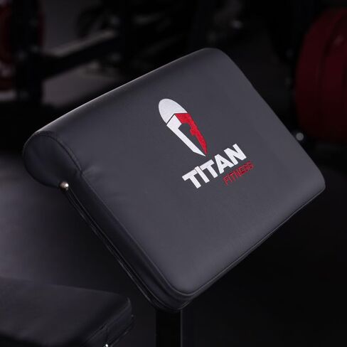Titan Fitness Adjustable Preacher Curl Weight Station, 250 LB Capacity, Adjustable Bench Seat, Adjustable Arm Rest, Durable Bar Catches, Seated Home Gym Barbell and Dumbbell Biceps Station in Kuwait