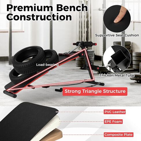 Gymax Sit Up Bench ، 330 رطلاً قابلة للطي مقعد تجريب مع مقبض الربيع ، والحبال المرنة و 4 مستوى قابل للتعديل مستوى ، ومقعد للوزن المنحدر للسيزوب ، و AB Crunch ، و Ength Strength Emorner for Home Gym in Saudi Arabia