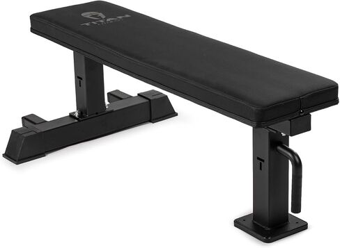 Titan Fitness Elite Series Single Post Flat Bench, 2.5" Thick HeftyGrip Vinyl Pad, Rated 1,000 LB, Dedicated Home Gym Competition Weightlifting & Strength Training Utility Bench in Saudi Arabia