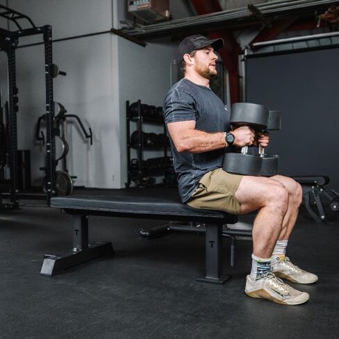 Titan Fitness Elite Series Single Post Flat Bench, 2.5" Thick HeftyGrip Vinyl Pad, Rated 1,000 LB, Dedicated Home Gym Competition Weightlifting & Strength Training Utility Bench in Saudi Arabia