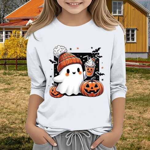 قمصان الهالوين باليقطين للمراهقين الفتيات مضحكة شبح الرسوم البيانية Crewneck 3/4 Tees Tees لطيف عطلة حفلة الصيف in Saudi Arabia