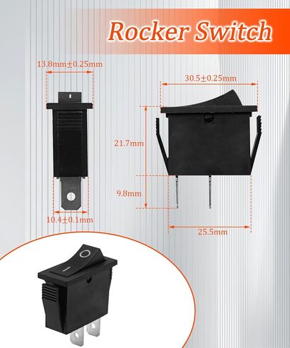 2pcs RK1-11 Rocker Switch يناسب لسيارات السفن معدات اللياقة البدنية المعدات المنزلية ، 16A 125/250VAC 2 PINS 2 وظائف in Saudi Arabia