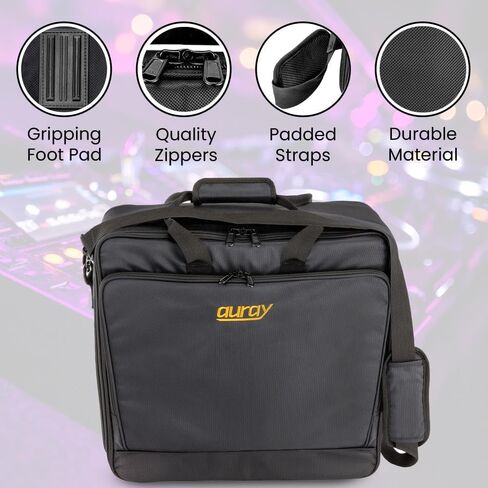 AURAY Nylon Padded Mixer Bag with Gear Protector, Removable Strap & Carry Handles - Fits Up to 18x18 inch Mixers, Weather-Resistant, Zipped Pockets - Ideal Storage Case for Travel and Audio Gear in Kuwait