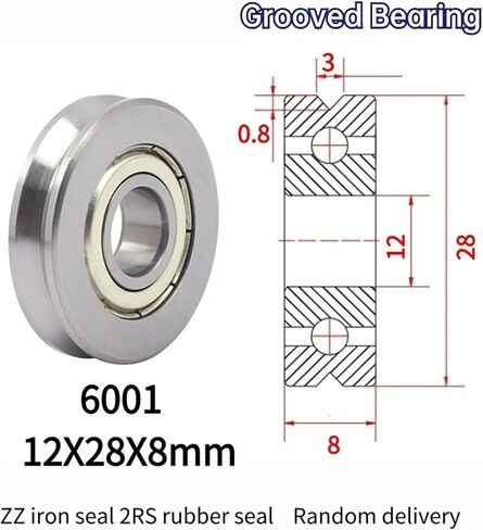 10PCS Straightening Mixed Wheel Over Line with Groove Bearing V6001 12X28X8MM Pulley V Groove Type(V6001-3-0.8) in Saudi Arabia