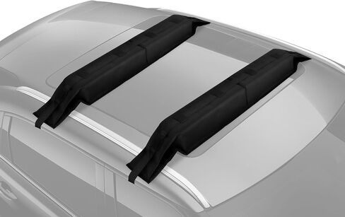 FORWODE Soft Roof Rack Pads, Universal Roof Rack Fit on Cross Bars for Kayak Surfboard SUP Canoe Include 2 Tie Down Straps, 2 Tie Down Rope, 2 Quick Loop Strap and Storage Bag (Black) in Saudi Arabia