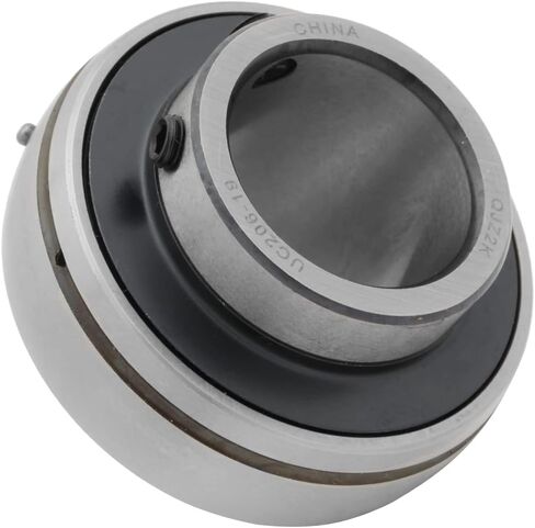 [2-Pack] UC206-19 - Insert Bearing - 1.188 in Bore - 2.441 in Outer Diameter - 1.5 in Width - 0.748 in Outer Ring Width - Set Screw Locking Collar, Double Sealing, Relubricable in Saudi Arabia