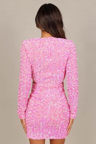 Petal & Pup Women's Kelly Long Sleeve Sequin Mini Dress in Saudi Arabia