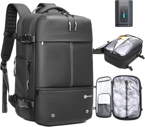 Airback Laptop Backpack Backpack قابلة للتوسيع مع ضغط الفراغ والمضخة ، USB ، العنصر الشخصي يحمل حقيبة مع قفل المضاد للسرقة ، مقاومة للماء ، جهاز كمبيوتر محمول معتمد من 17 بوصة ، ورجال ، in Saudi Arabia