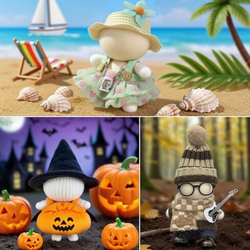 17 سم ملابس دمية 6 أجهزة كمبيوتر ملحقات ملحقات أحذية بنية سروال سروال قبعة كروشيه ملابس لفيلم المفاتيح ، لا دمية (بنية) in Kuwait