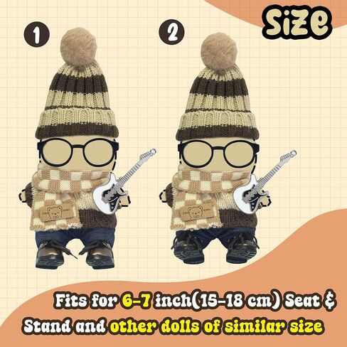17 سم ملابس دمية 6 أجهزة كمبيوتر ملحقات ملحقات أحذية بنية سروال سروال قبعة كروشيه ملابس لفيلم المفاتيح ، لا دمية (بنية) in Kuwait