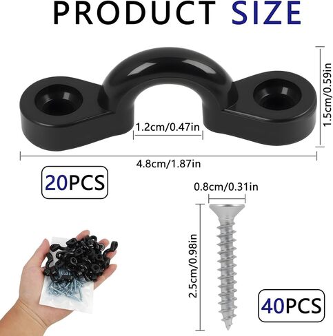 20 Pack Kayak Pad Eye Kit, Nylon Bungee Deck Loops with 40 Stainless Steel Screws, Tie Down Pad Eyes for Kayaks, Canoes, Boats, Deck Rigging, Paddle Holders & Marine Accessories in Saudi Arabia