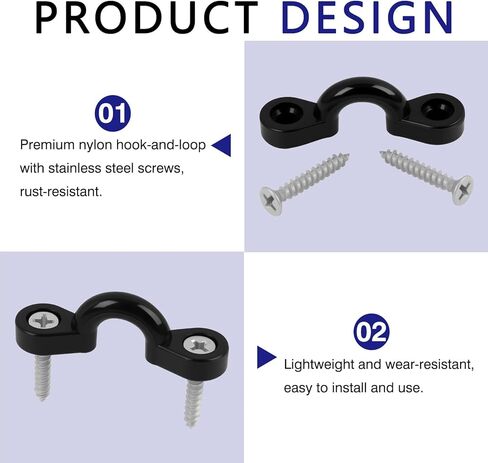 20 Pack Kayak Pad Eye Kit, Nylon Bungee Deck Loops with 40 Stainless Steel Screws, Tie Down Pad Eyes for Kayaks, Canoes, Boats, Deck Rigging, Paddle Holders & Marine Accessories in Saudi Arabia