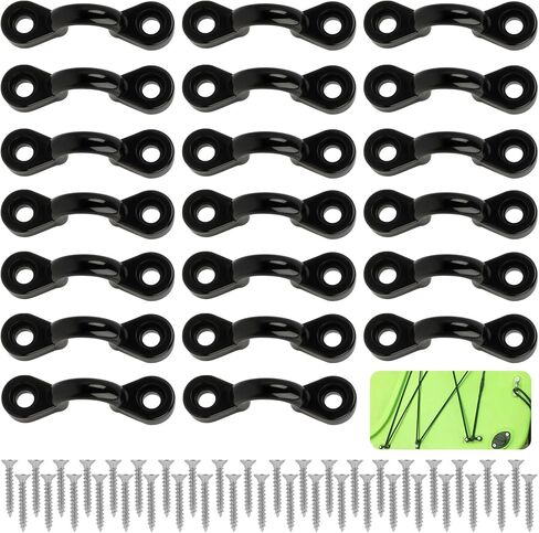 20 Pack Kayak Pad Eye Kit, Nylon Bungee Deck Loops with 40 Stainless Steel Screws, Tie Down Pad Eyes for Kayaks, Canoes, Boats, Deck Rigging, Paddle Holders & Marine Accessories in Saudi Arabia