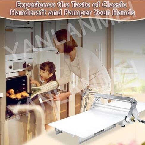 Folding Manual Dough Sheeter for Bakery & Pizza - Adjustable Stainless Steel Rolling Pin 0-25mm Thickness, Ideal for Croissants - Commercial & Home Use, Model 300 in Kuwait