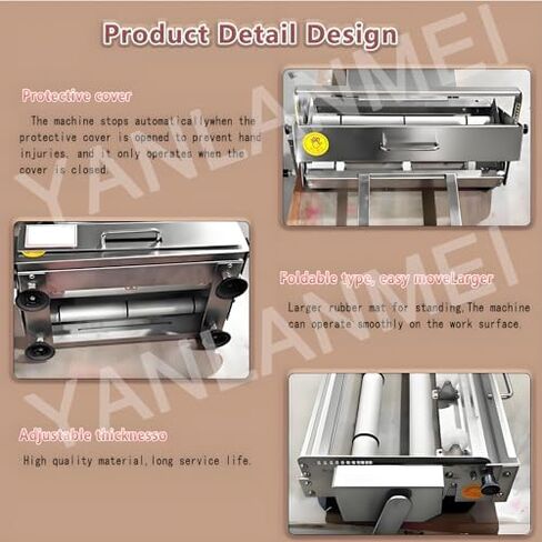 Folding Manual Dough Sheeter for Bakery & Pizza - Adjustable Stainless Steel Rolling Pin 0-25mm Thickness, Ideal for Croissants - Commercial & Home Use, Model 300 in Kuwait