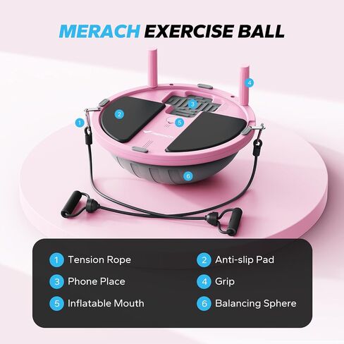 MERACH 3-in-1 Balance Ball Trainer 18'' Lightweight Yoga Stability Ball with Foot Pump & Bands 300lbs Anti-Slip Design for Home Workouts & Therapy​ in Kuwait