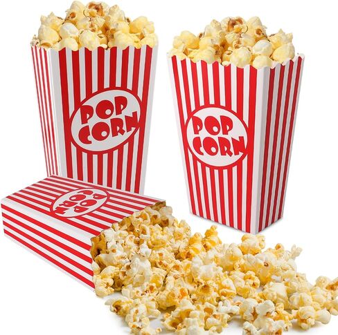 50pcs صناديق الفشار المصغرة 5.5 بوصات دلاء ذرة البوب ​​الأحمر والأبيض والوعاء لليالي الأفلام والأحداث وزينة الحفلات الكرنفال in Saudi Arabia