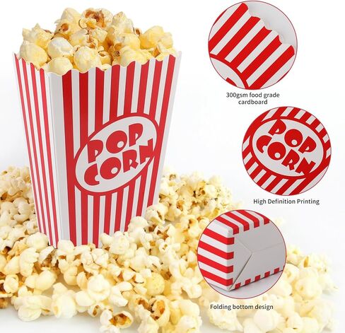 50pcs صناديق الفشار المصغرة 5.5 بوصات دلاء ذرة البوب ​​الأحمر والأبيض والوعاء لليالي الأفلام والأحداث وزينة الحفلات الكرنفال in Saudi Arabia