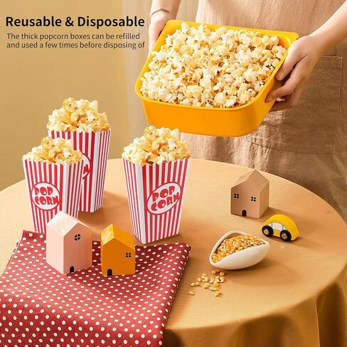 50pcs صناديق الفشار المصغرة 5.5 بوصات دلاء ذرة البوب ​​الأحمر والأبيض والوعاء لليالي الأفلام والأحداث وزينة الحفلات الكرنفال in Saudi Arabia