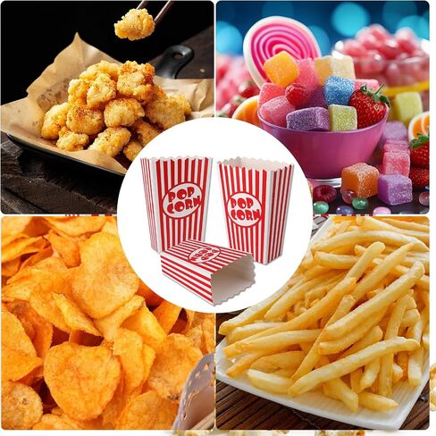 50pcs صناديق الفشار المصغرة 5.5 بوصات دلاء ذرة البوب ​​الأحمر والأبيض والوعاء لليالي الأفلام والأحداث وزينة الحفلات الكرنفال in Saudi Arabia